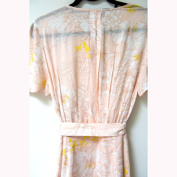 REISS Blush Ivory Carlotta Tie Waist Flippy Belted Dress Sz US8/EU40 - Picture 7 of 13